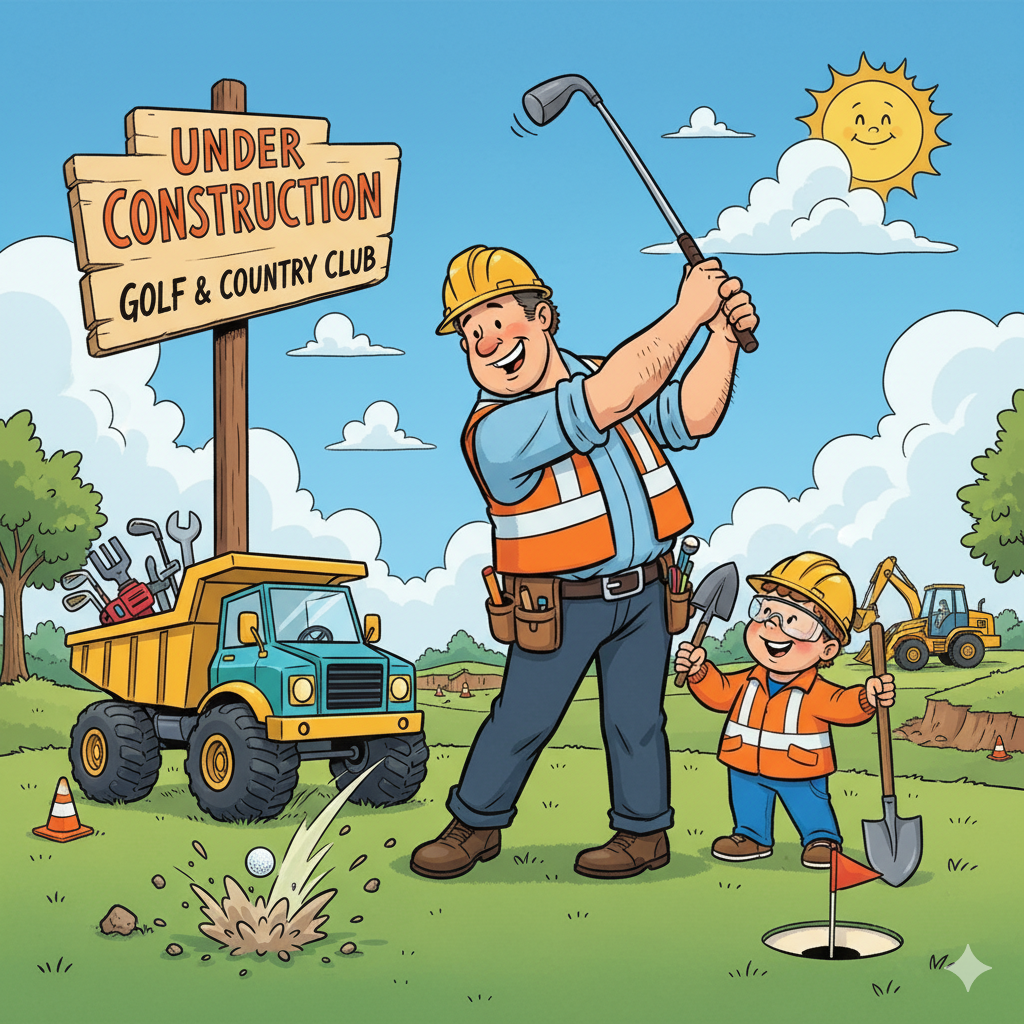 Under Construction - Father and Son Golfing